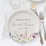 Elegant Wildflower Meadow Cream Bridal Shower Paper Plates<br><div class="desc">Elegant floral bridal shower paper plates featuring a bottom border of watercolor wildflowers and foliage in shades of pink, yellow, purple, blue, and green on a cream background. Personalize the wildflower bridal shower paper plates with the bride-to-be's name and the date. The personalized wildflower paper plates are perfect for spring...</div>