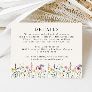 Elegant Wildflower Meadow Cream Wedding Details Enclosure Card
