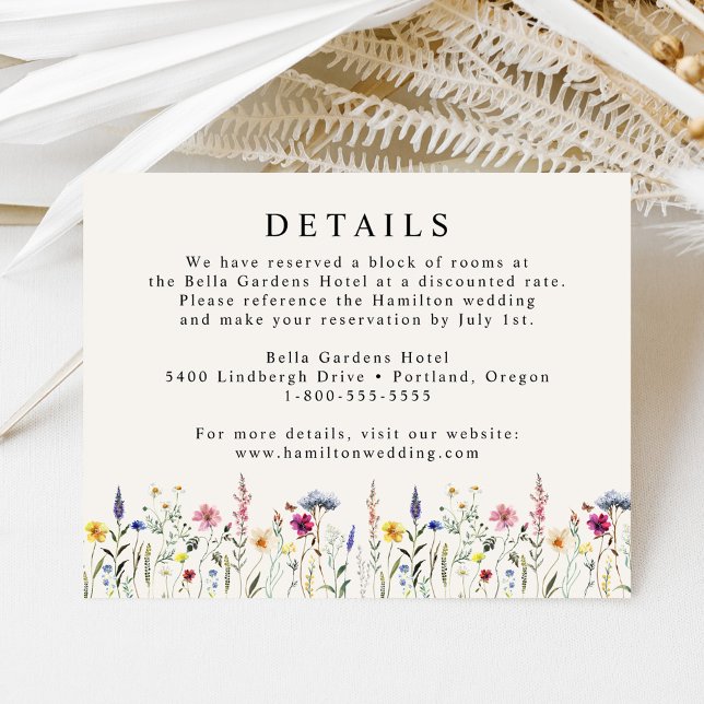 Elegant Wildflower Meadow Cream Wedding Details Enclosure Card (Creator Uploaded)