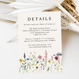 Elegant Wildflower Meadow Cream Wedding Details Enclosure Card
