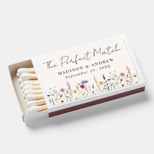 Elegant Wildflower Meadow Cream Wedding Matchboxes