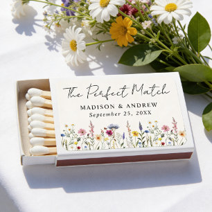 Elegant Wildflower Meadow Cream Wedding Matchboxes