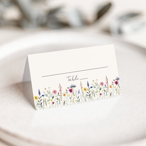 Elegant Wildflower Meadow Cream Wedding Place Card
