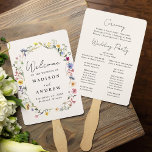 Elegant Wildflower Meadow Cream Wedding Program Hand Fan