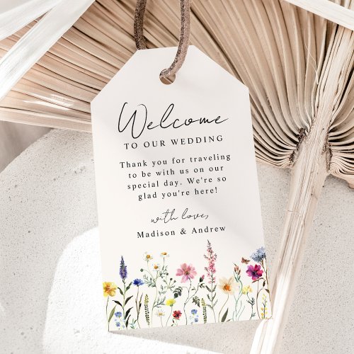 Elegant Wildflower Meadow Cream Wedding Welcome Gift Tags