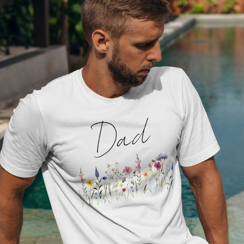 Elegant Wildflower Meadow Dad Baby Shower T_Shirt