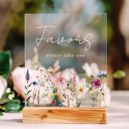 Elegant Wildflower Meadow Favors  Acrylic Sign