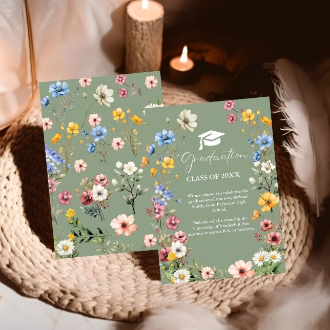 Elegant Wildflower Meadow Garden Graduation Announ Announcement (Creator Uploaded)