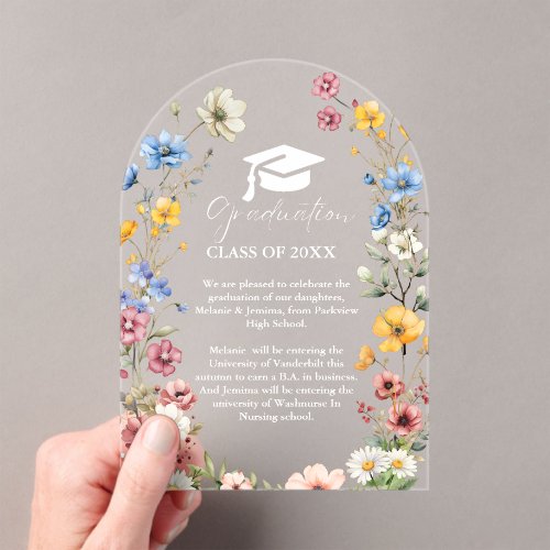 Elegant Wildflower Meadow Garden Twin Graduation