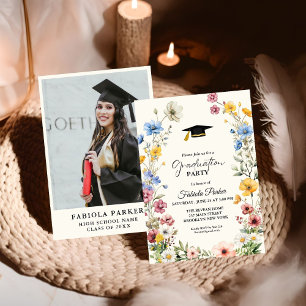 Elegant  Wildflower Meadow Garden Twin Graduation Invitation
