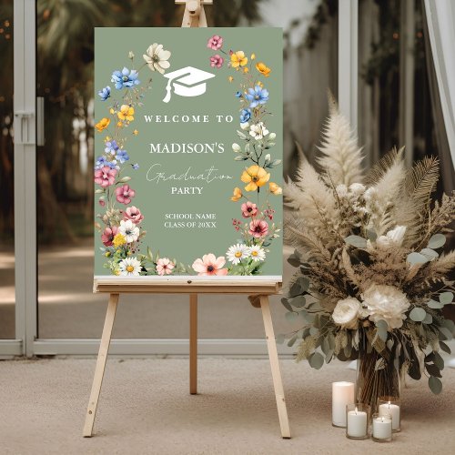 Elegant Wildflower Meadow Graduation  Welcome Sign