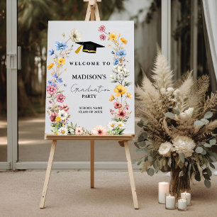 Elegant Wildflower Meadow Graduation Welcome Sign