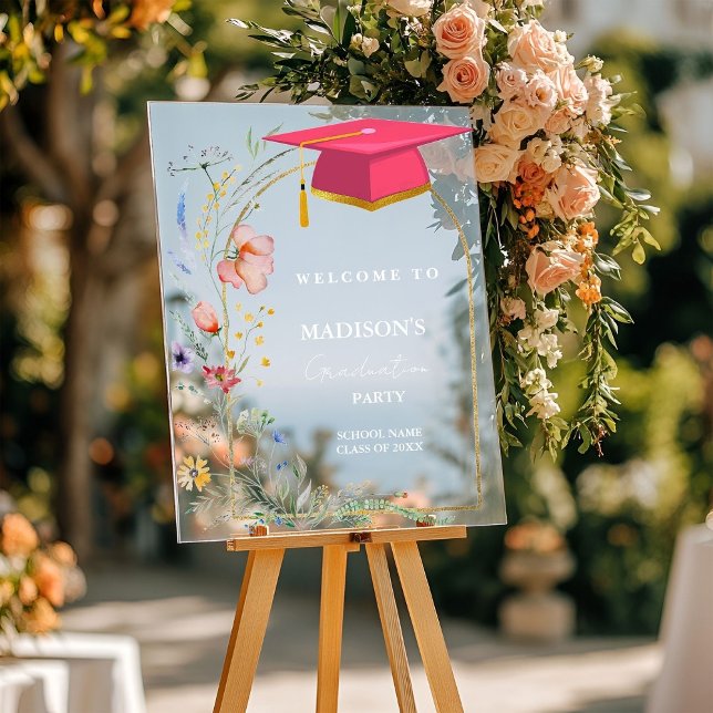 Elegant Wildflower Meadow Graduation  Welcome Sign (Creator Uploaded)