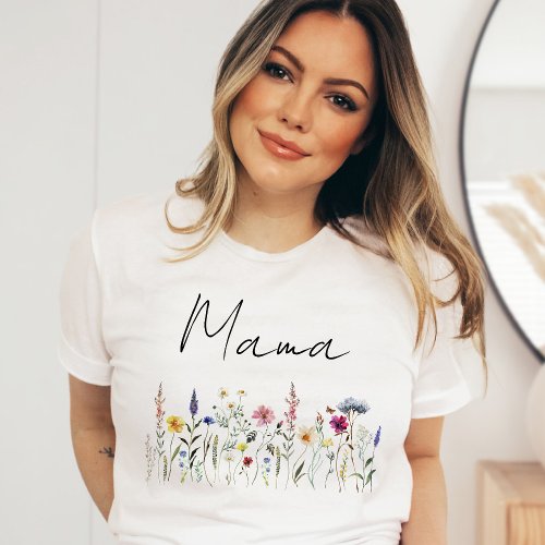 Elegant Wildflower Meadow Mama Baby Shower T_Shirt