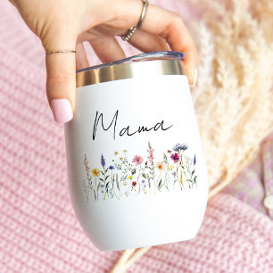 Elegant Wildflower Meadow Mama Thermal Wine Tumbler