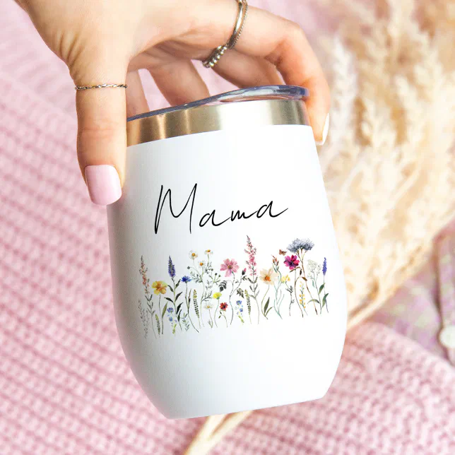 Elegant Wildflower Meadow Mama Thermal Wine Tumbler
