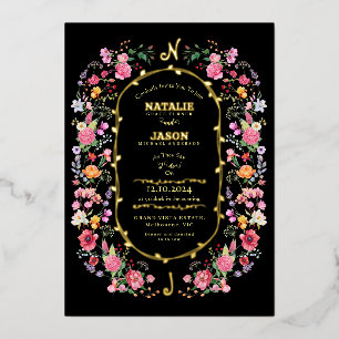 Elegant Wildflower Meadow Spring Garden Wedding Foil Invitation