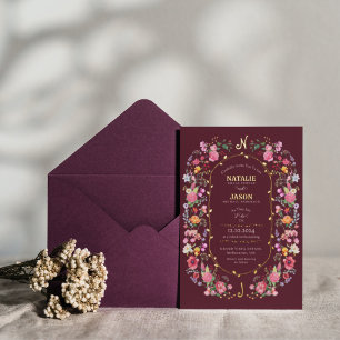 Elegant Wildflower Meadow Spring Garden Wedding Foil Invitation
