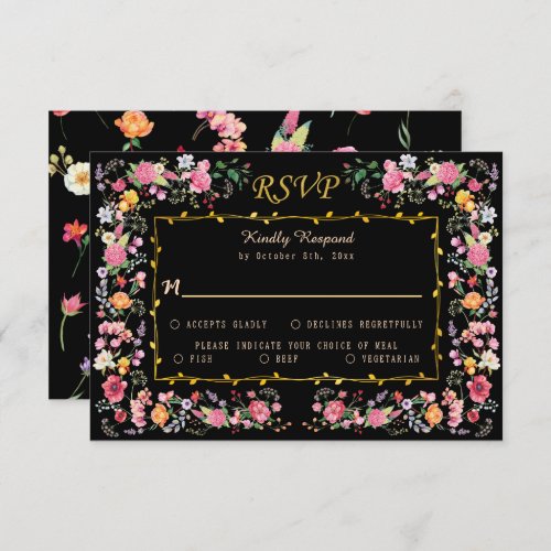 Elegant Wildflower Meadow Spring Garden Wedding RSVP Card