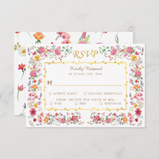Elegant Wildflower Meadow Spring Garden Wedding RSVP Card