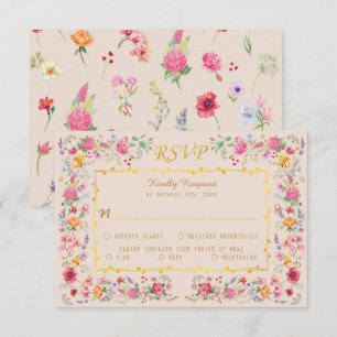 Elegant Wildflower Meadow Spring Garden Wedding RSVP Card
