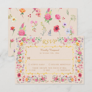 Elegant Wildflower Meadow Spring Garden Wedding RSVP Card