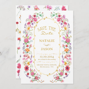 Elegant Wildflower Meadow Spring Garden Wedding Save The Date