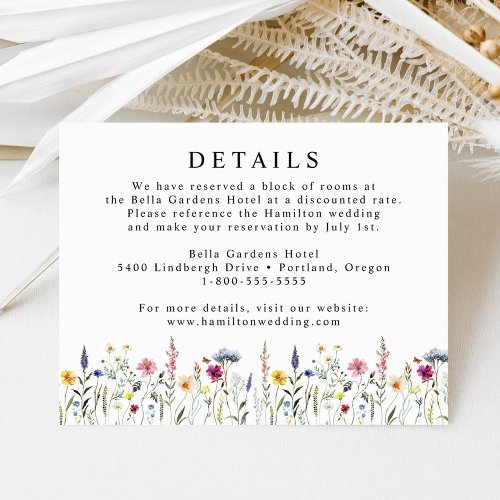Elegant Wildflower Meadow Wedding Details Enclosure Card