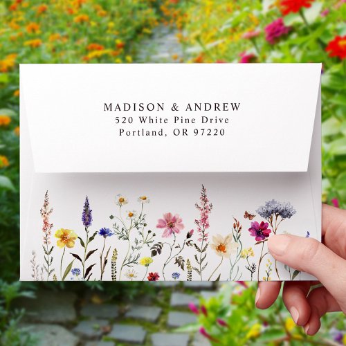 Elegant Wildflower Meadow Wedding Envelope