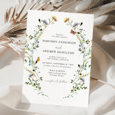 Elegant Wildflower Meadow Cream Wedding Invitation
