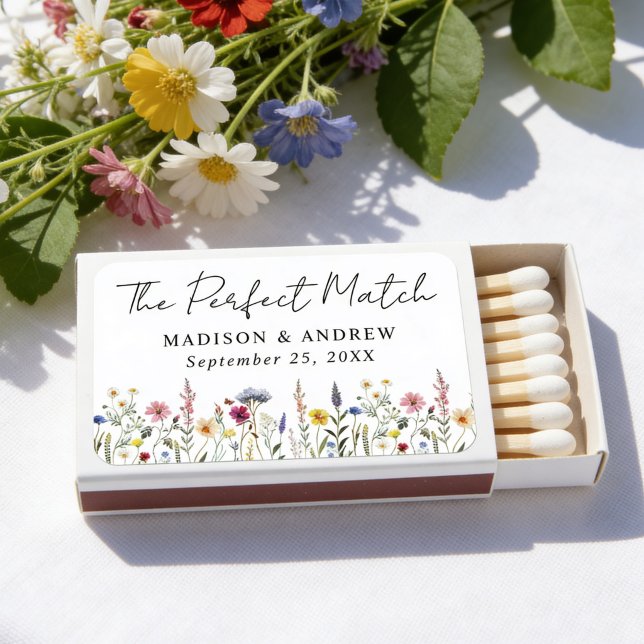 Elegant Wildflower Meadow Wedding Matchboxes (Creator Uploaded)