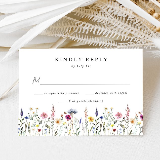 Elegant Wildflower Meadow Wedding RSVP Card (Creator Uploaded)