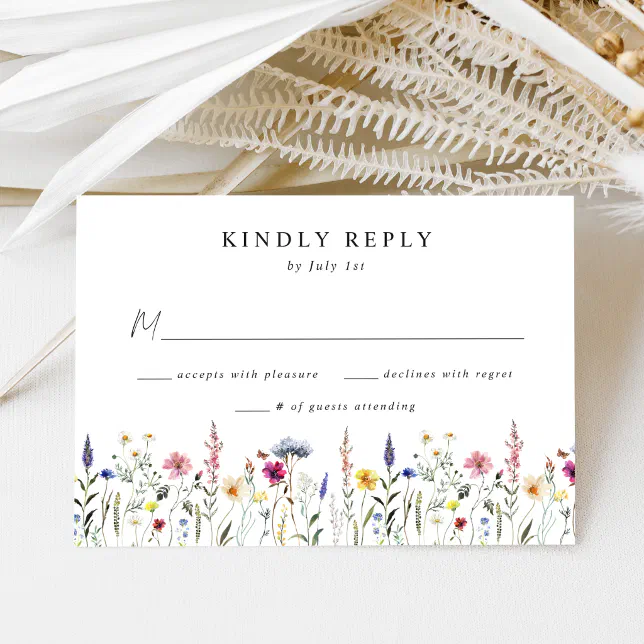 Elegant Wildflower Meadow Wedding Rsvp Card Zazzle