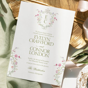 Elegant Wildflower Meadow Wreath Wedding Invitation