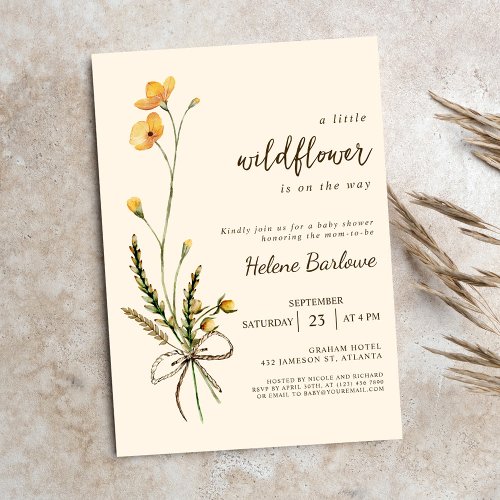 Elegant Wildflower Modern Rustic Baby Shower Invitation