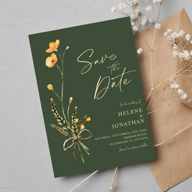 Elegant Wildflower Modern Rustic Wedding Save The Date (Elegant Wildflower Modern Rustic Wedding Save The Date)