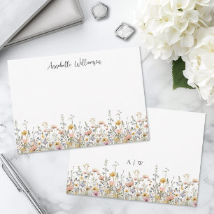 Elegant Wildflower Monogram Floral Note Card