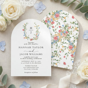 Elegant Wildflower Monogram Wedding Arch Invitation