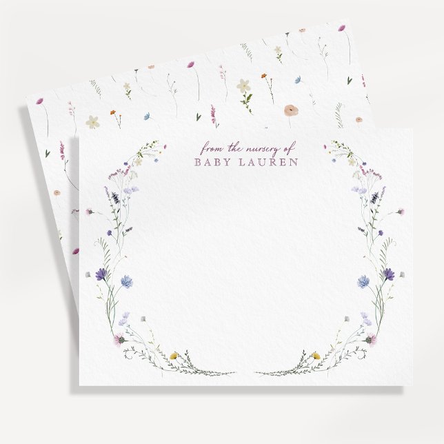 Elegant Wildflower Nursery Note Card (Creator Uploaded)