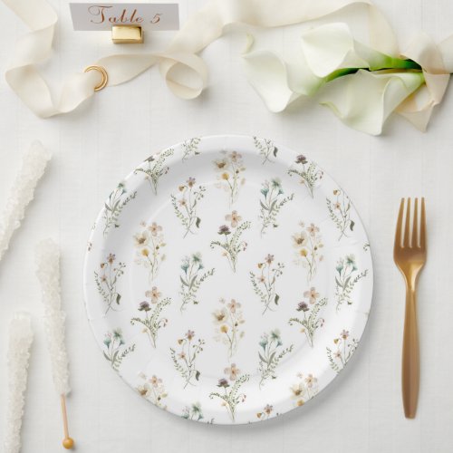 Elegant Wildflower Paper Plate