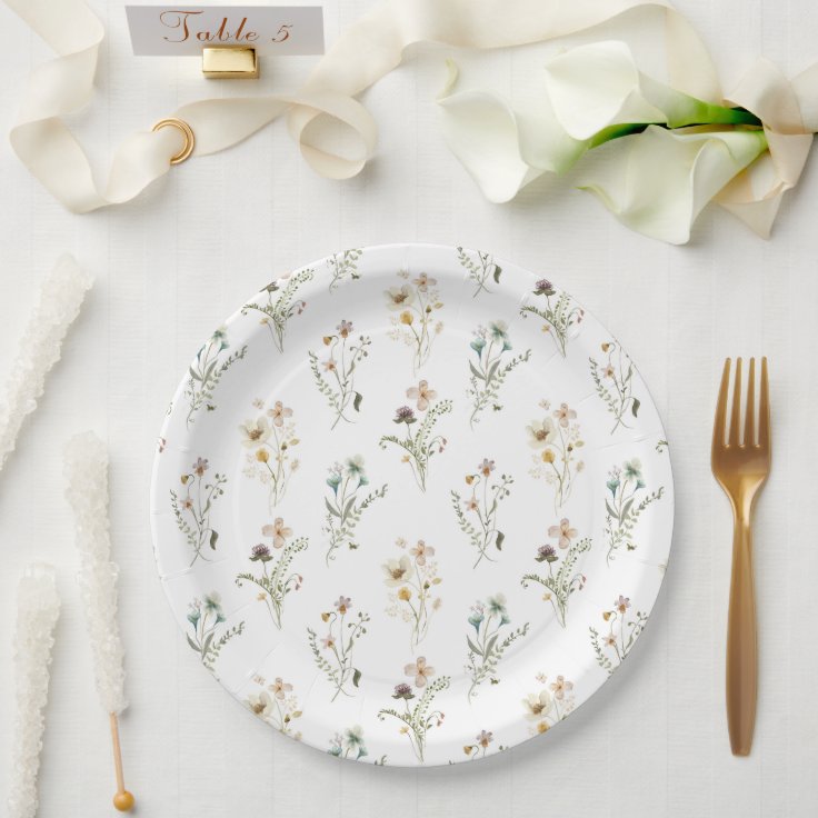 Elegant Wildflower Paper Plate Zazzle