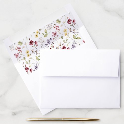 Elegant Wildflower Pattern Wedding Envelope Liner