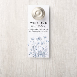 Elegant Wildflower Periwinkle Wedding Door Hanger