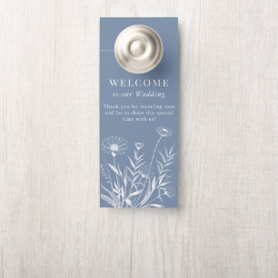 Elegant Wildflower Periwinkle Wedding Door Hanger