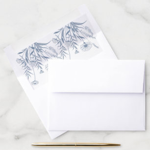 Elegant Wildflower Periwinkle Wedding Envelope Liner