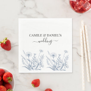 Elegant Wildflower Periwinkle Wedding Napkins