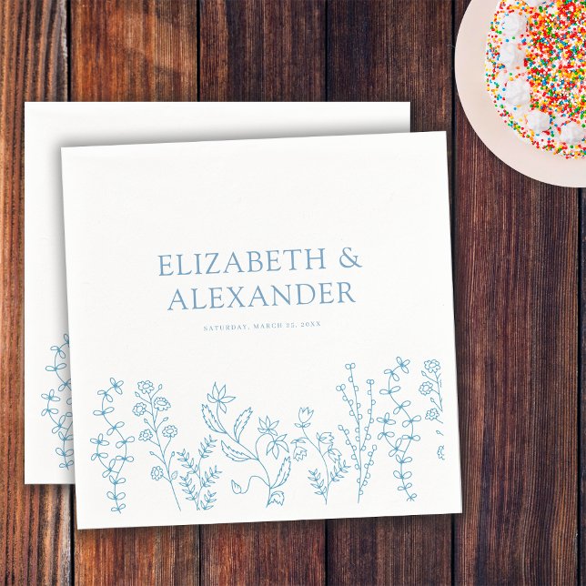 Elegant Wildflower Periwinkle Wedding Napkins (Creator Uploaded)