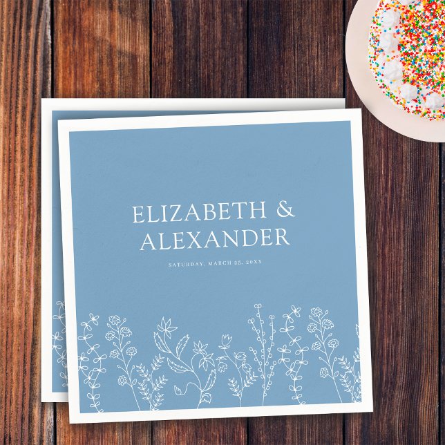Elegant Wildflower Periwinkle Wedding Napkins (Creator Uploaded)