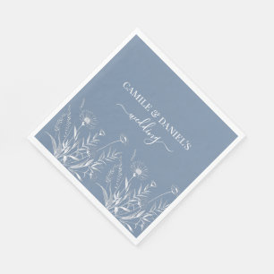 Elegant Wildflower Periwinkle Wedding Napkins