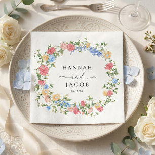 Elegant Wildflower Personalized Wedding  Napkins